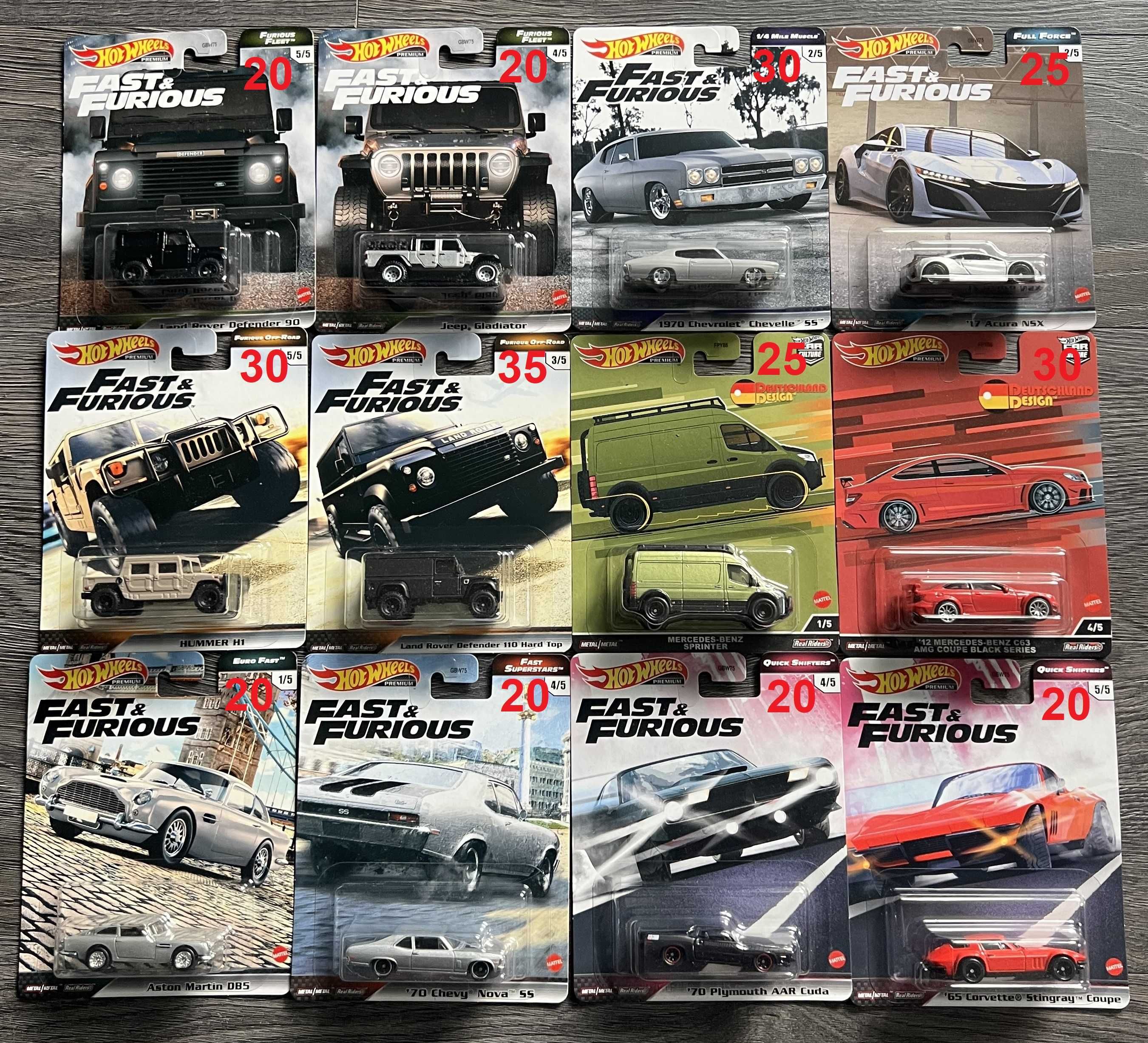 Hot Wheels Fast and Furious Mercedes AMG Hummer Chevrolet Land Rover