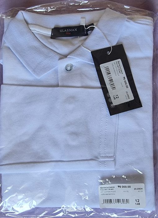 Белое поло с длинным рукавом новое Glasman 12 лет  ,146 см