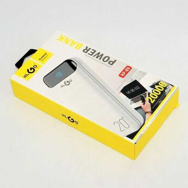 Преносима батерия KLGO KP-89,Power Bank 20 000mAh с дисплей, 2x USB