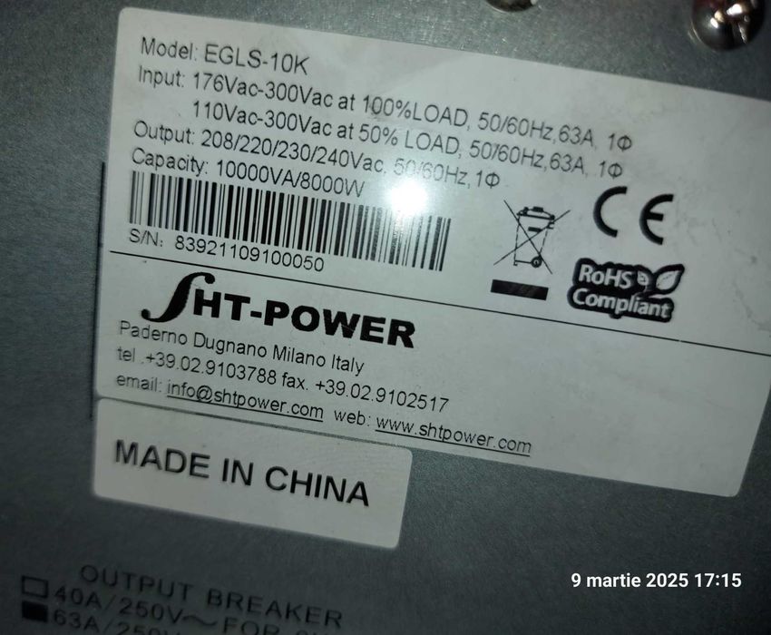 UPS ONLINE 8-20kVA (Tri&Mono-fazic) EPC, Effekta si Socomec (italiene)