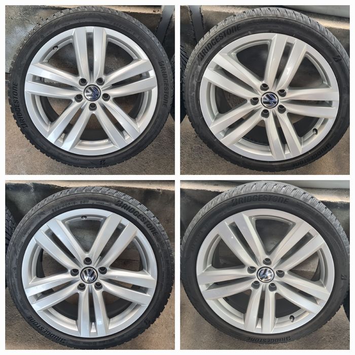 VW 18 цола 5x112 8J ET44 ц.о.57.1 със зимни гуми 235 40 18 Bridgeston