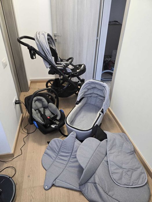 Carucior copii Bexa 3 in 1, patut cu saltea, tarc si cantar