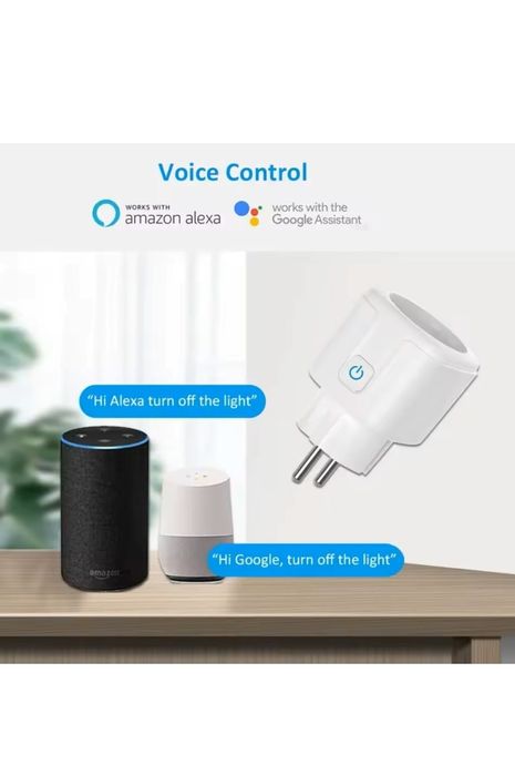 Priza smart, 20A, App Tuya/Smart Life, Monitorizare consum, Compatibil