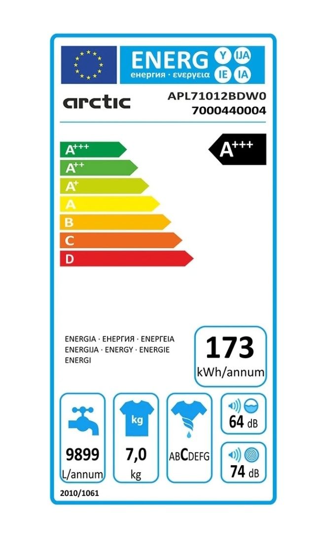 Masina spalat automata Arctic 7 kg clasa A+++ 1000 RPM alb