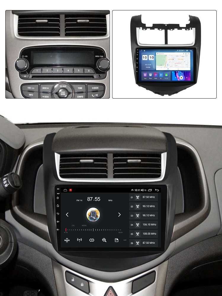 Navigatie Android 13 Chevrolet Aveo 2014-17 1/8 Gb Waze CarPlay CAMERA