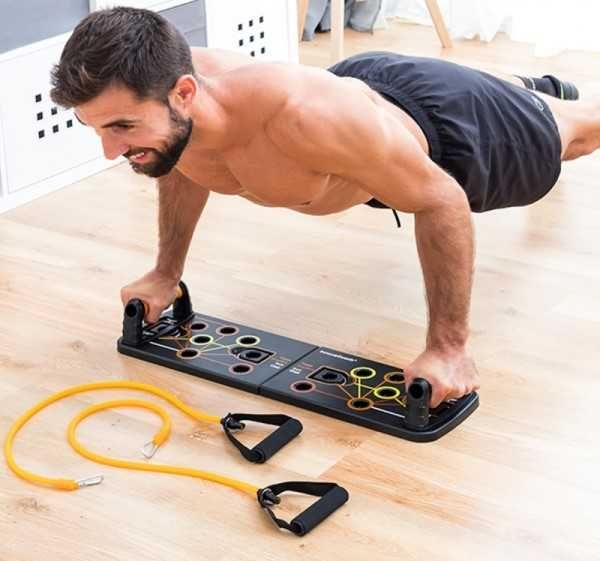 Placa fitness, pliabila, cu benzi de rezistenta, ABS, Multicolor