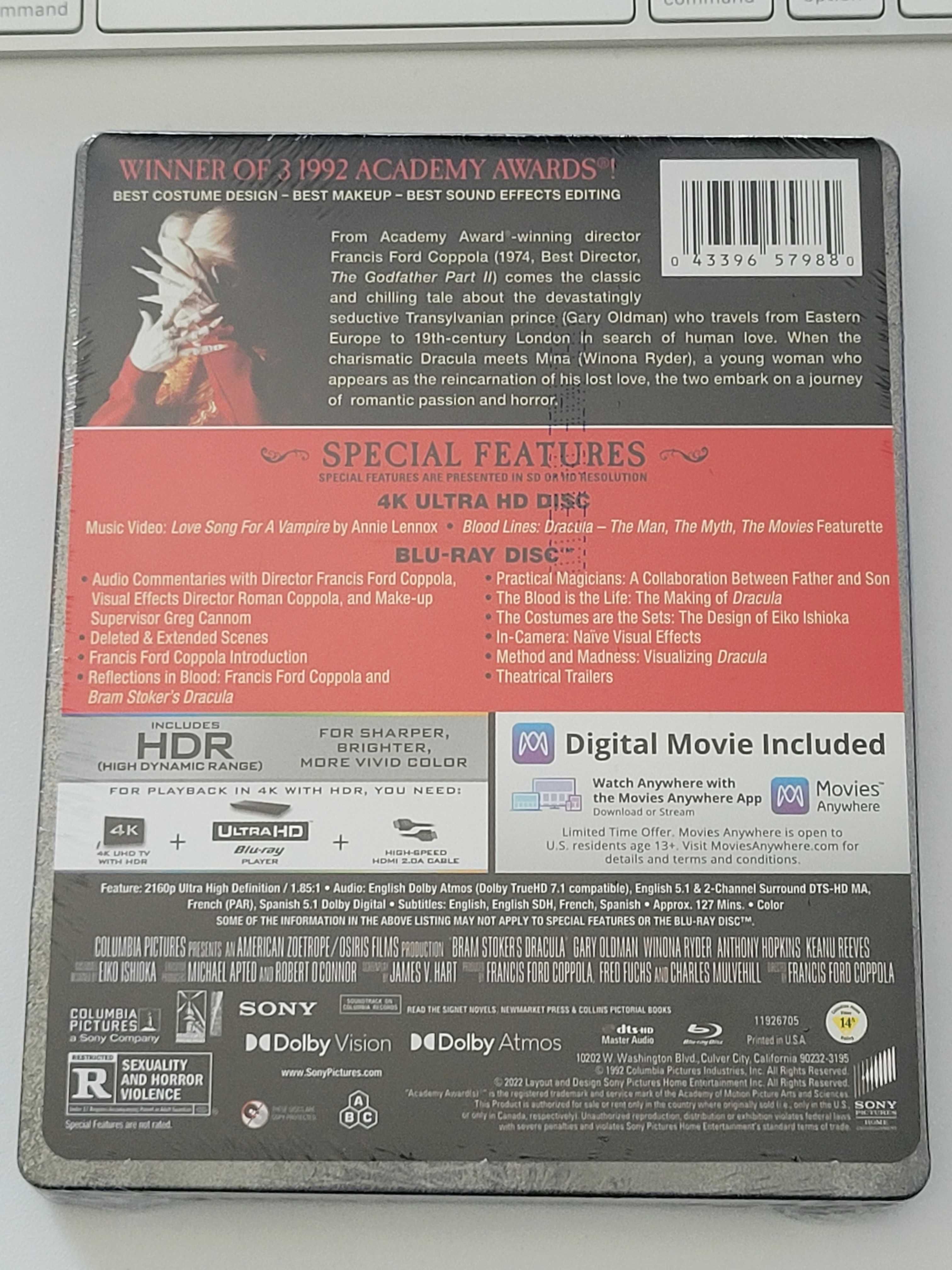 Film Blu-Ray 4K Bram Stoker's Dracula, 1992, Dolby Vision, 30th Anniv.