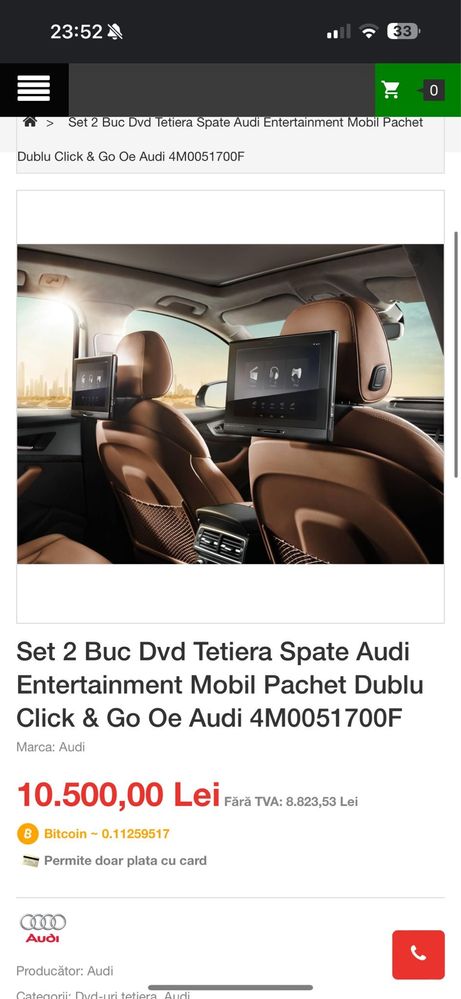 2 x Dvd Tetiere Audi Originale Spate