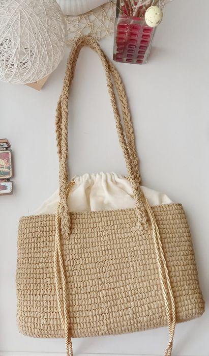 Сумка из рафии с подкладом
