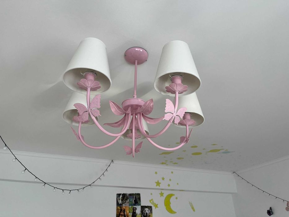 Candelabru Decoland Butterfly 55597, 5x60W, E14, Roz