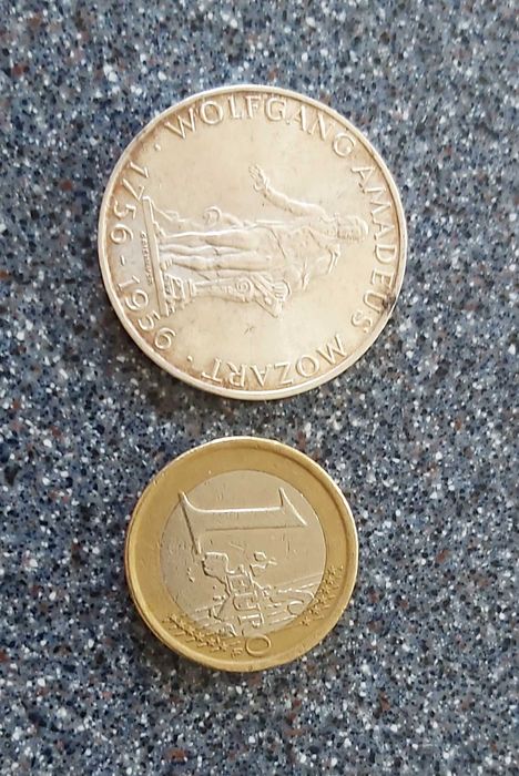 25 шилинга,колекционерска,сребърна монета от 1956 г,В.Амадеус Моцарт