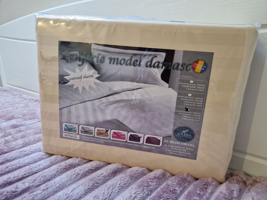 Lenjerie de pat model damasc – nouă, sigilată