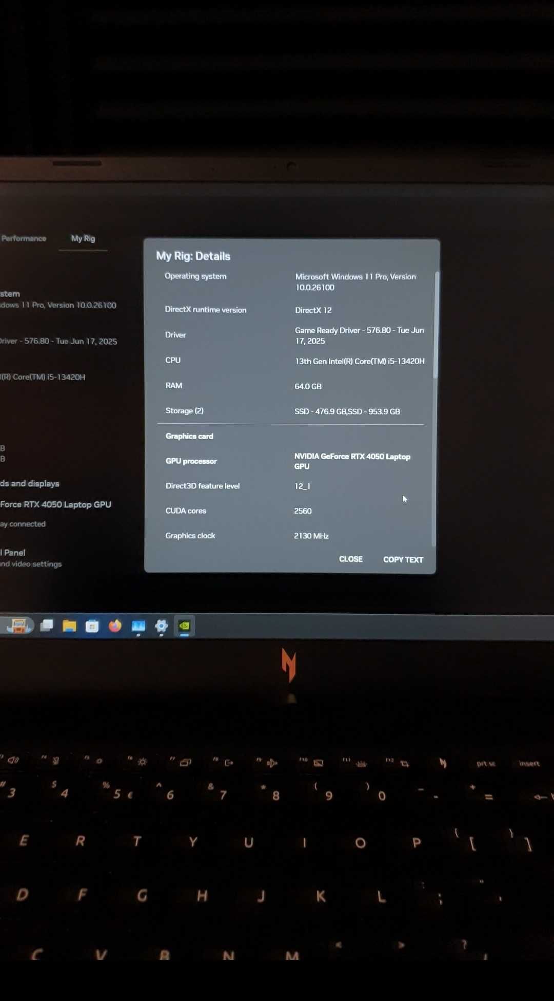 Laptop Gaming ACER Nitro V15 – i5‑13420H • RTX4050 • 64GB DDR5 • 1.5TB