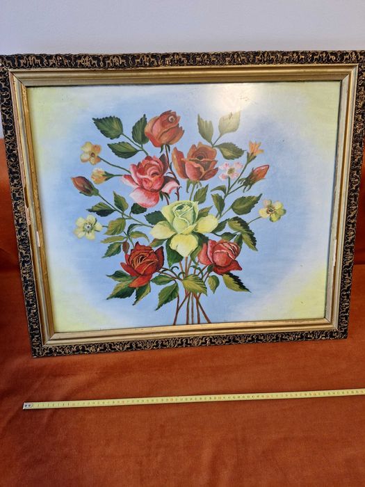 Tablou – antique / vintage  / vechi, pe panza ,model 2, rama si sticla