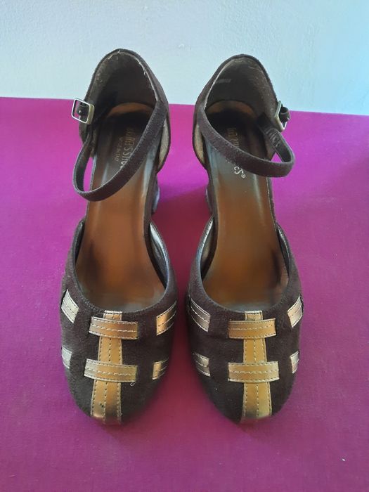 Pantofi maro cu bareta