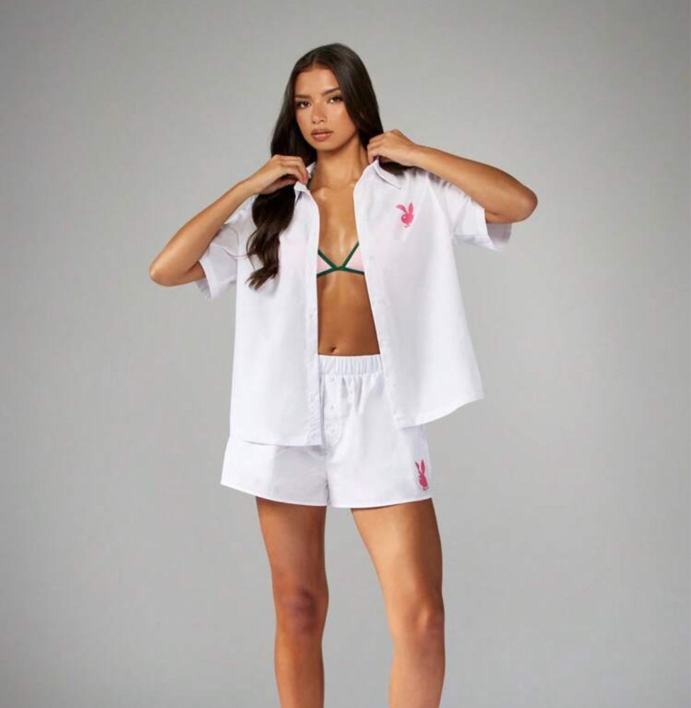 Комплект риза и къси панталонки Missguided x Playboy