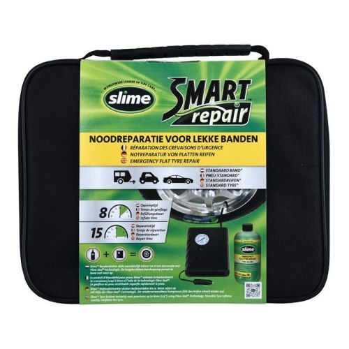 Kit Anti-Pana Slime Smart Repair 473ml + Compresor aer 12V pentru anvelope fara camera lichid reparatie pana instant
