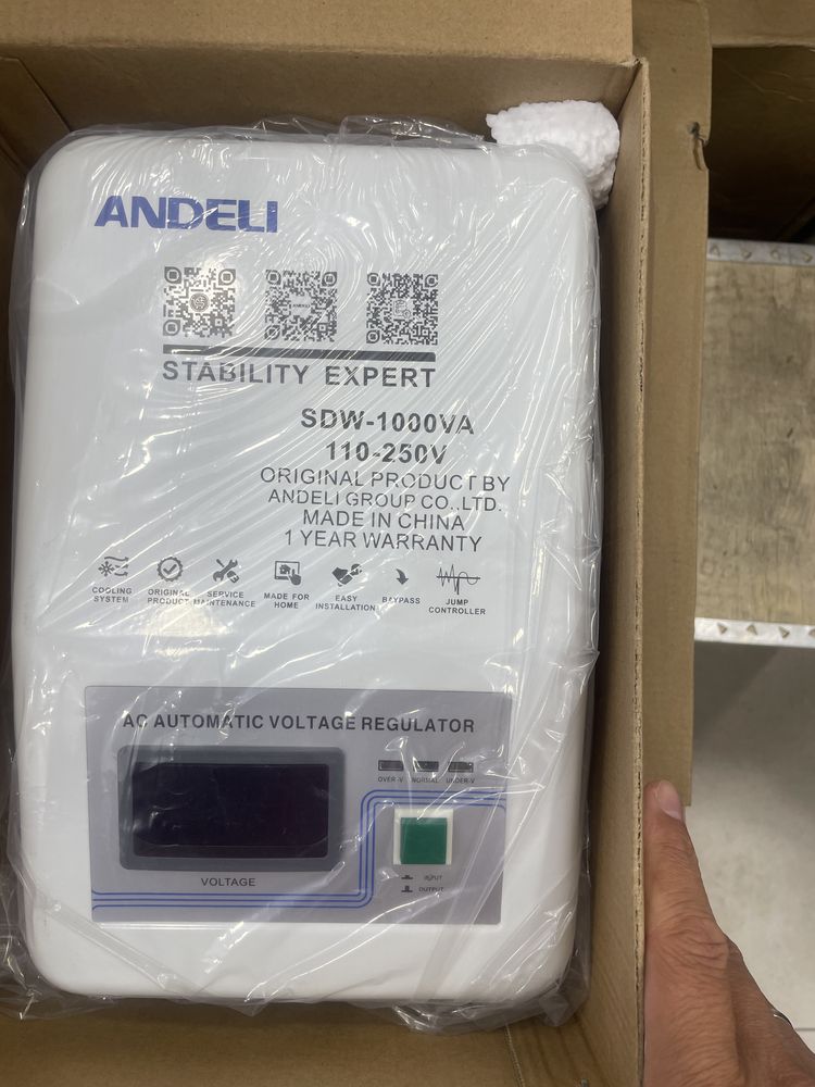 STABILIZATOR napryajeniya ANDELI-SDW-1000 Va QR-Kod bilan Original