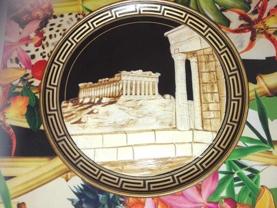 Гръцка чиния за стена с Партенона, с релефно изображение, ръчна израб.