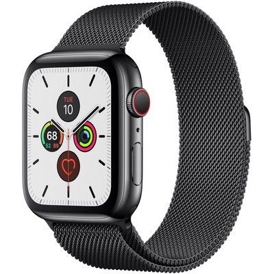 Apple Watch Series 5 44mm Stainless Steel Mil Loop “Black “ LTE.