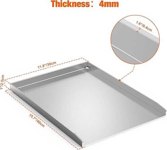Plita de grătar din inox solid 4 mm ,44,5 x 26 x 2,5 cm universala
