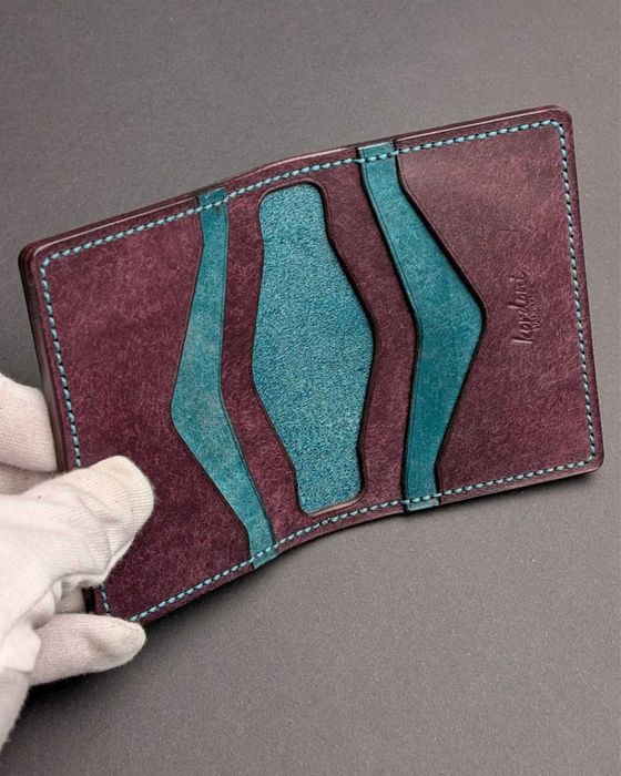 Portcard/Portofel lucrat manual cu piele Pueblo