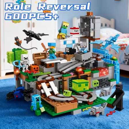 Joc tip Lego Minecraft 600 pcs Village Flying Dragon Mine