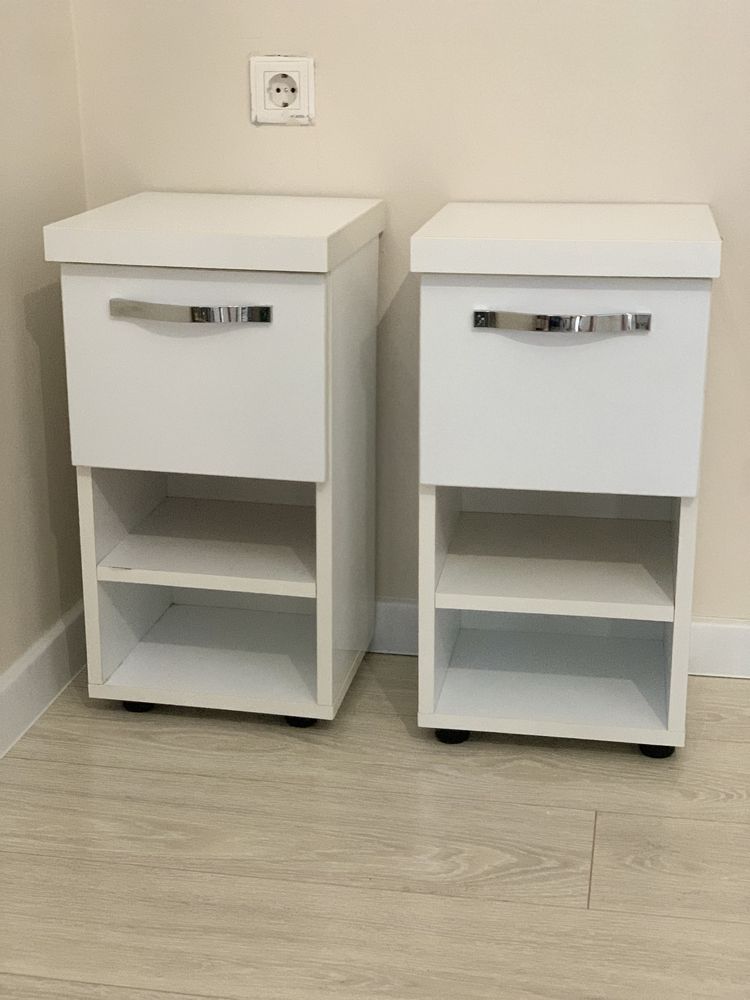 Comoda + 2 noptiere mdf lucios alb