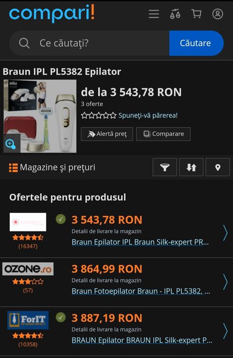 Epilator IPL Braun Silk-expert PRO 5 PL5382
Senzor automat & continuu