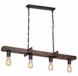 Lustra rustic / vintage din lemn nuc si metal negru