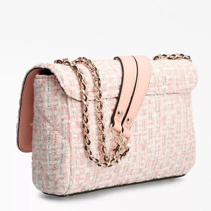 Чанта Guess Cessily Tweed Pink