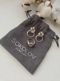 Крайняя цена! Новый серебряный набор серьги и кольцо (16.5) Socolov бе