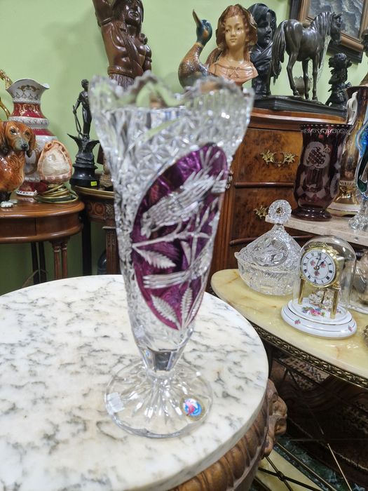 Прекрасна антикварна немска кристална ваза