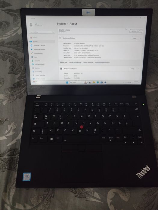 Lenovo thinkpad t470 i5 7200u gen 7, 8gb ram, 256gb ssd, ecran 14 inci