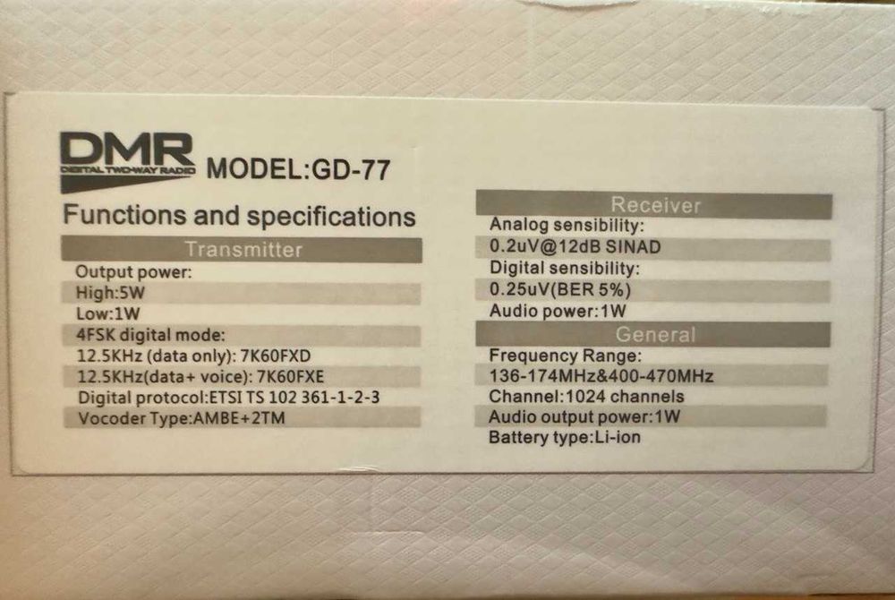 Portabila Radioddity GD-77