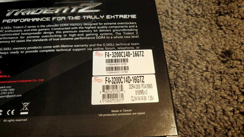 Рам памет G.Skill Trident Z 16GB (2x8GB) DDR4 3200MHz CL14 14 14