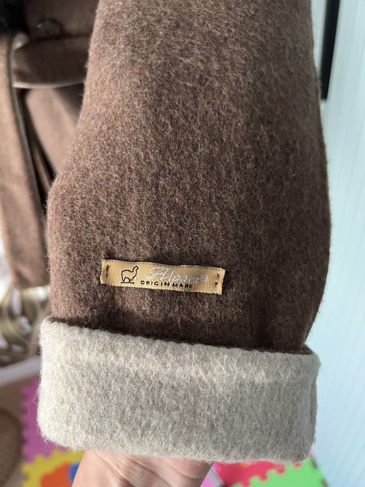 Palton Alpaca cu guler din blana naturala de vulpe marimea S