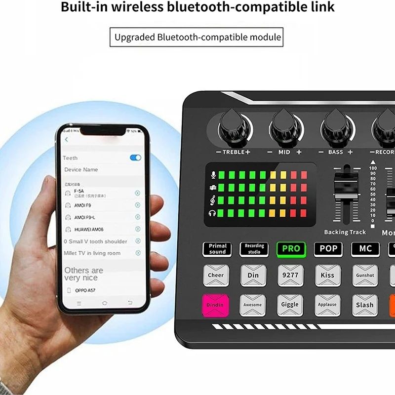 Audio Mixer Bluetooth 5.0 cu efecte de sunet , Podcast Live Studio