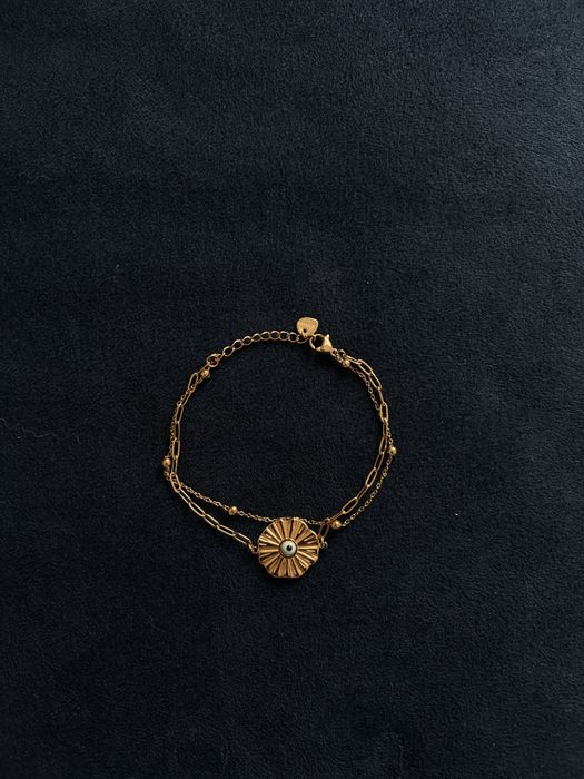 Гривна с око против уроки със златно покритие