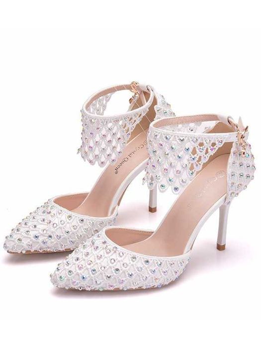 Pantofi eleganti mireasa nunta NOI marime 38 dantela interior 24,5 cm