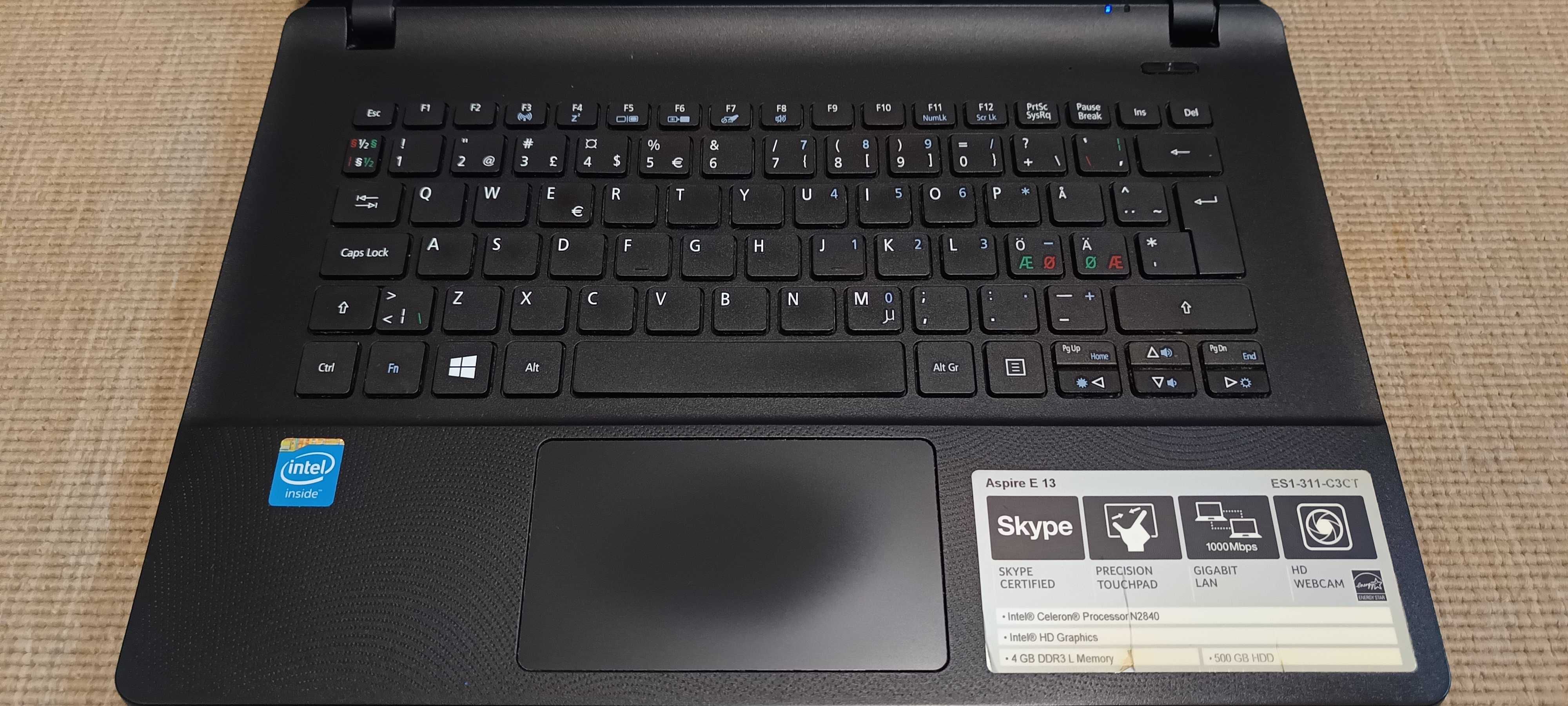 Laptop Acer ES1-311 Intel N2840 Gen4 SSD Super slim 13,5 inch