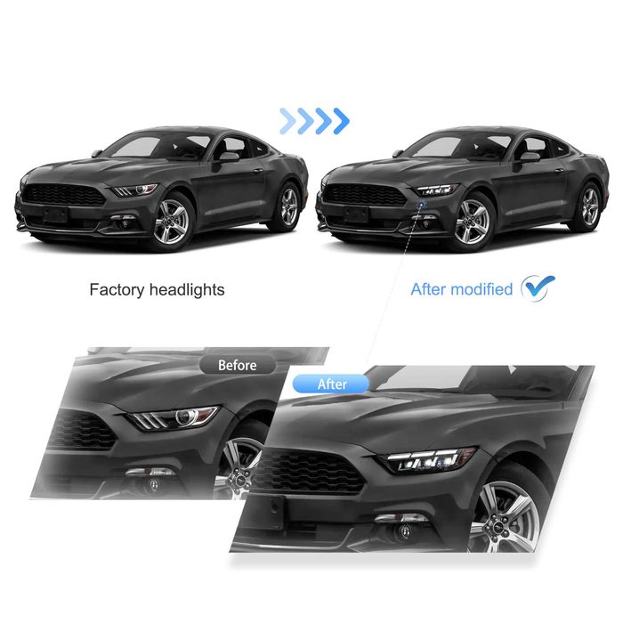 Комплект Full LED фарове с мигачи за Mustang 2015 - 2017 с S650 визия