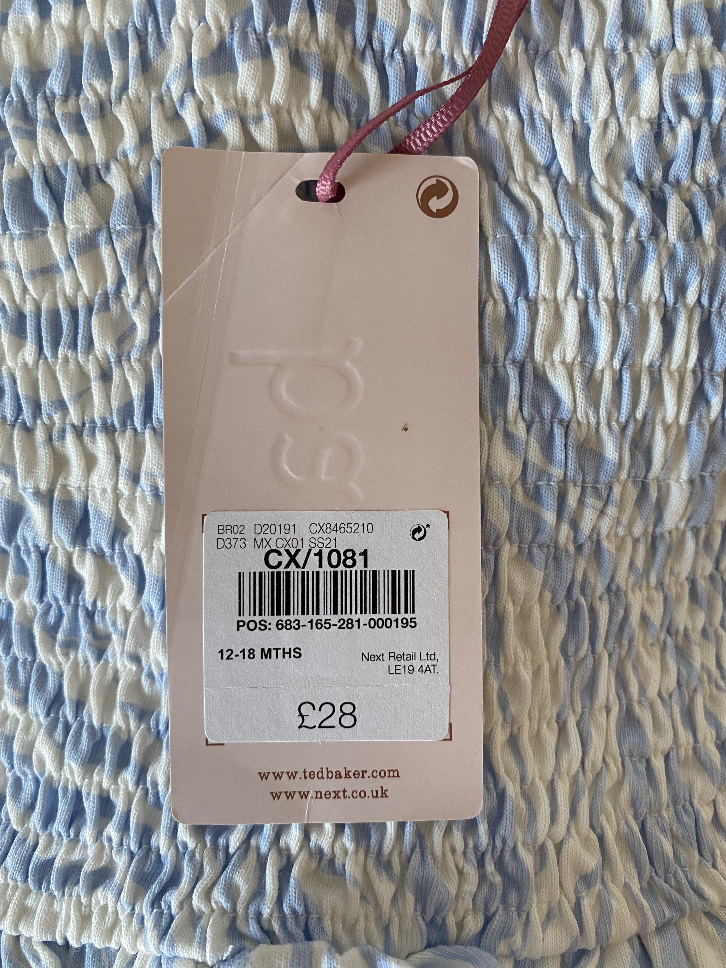 НОВА Детска Рокля Ted Baker 12-18 месеца