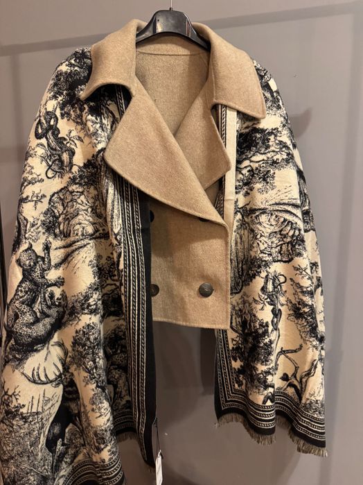 Кашмир и вълна Уникален голям шал тип палто