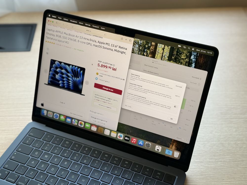 Laptop Apple Macbook AIR M3, 8GB RAM, 256 SSD, garanție, MACBOOK nou
