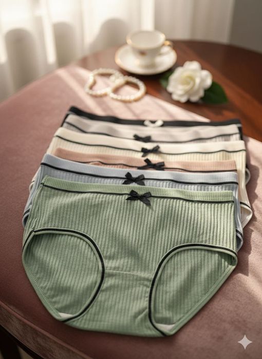 Женские трусики в рубчик комплект 7шт M и L  Ayollar ichki kiyimlari