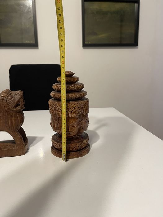 Figurine din lemn buddha cu 4 fete si leu
