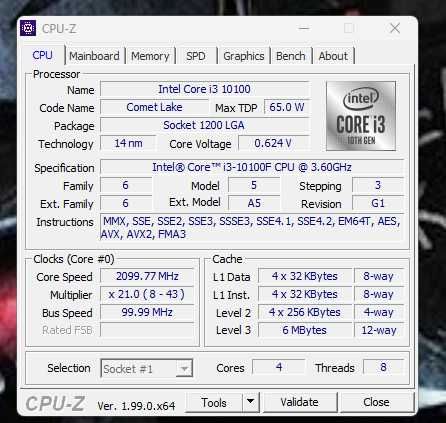 Компютър Nvidia GTX 1650 Intel i3 10100 Ram Corsair 16 GB 2133mhg