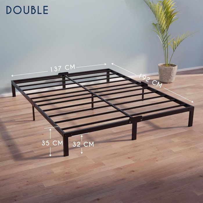 Cadru metalic pat Dreamzie 135 x 190 cm, inaltime 35 cm, negru