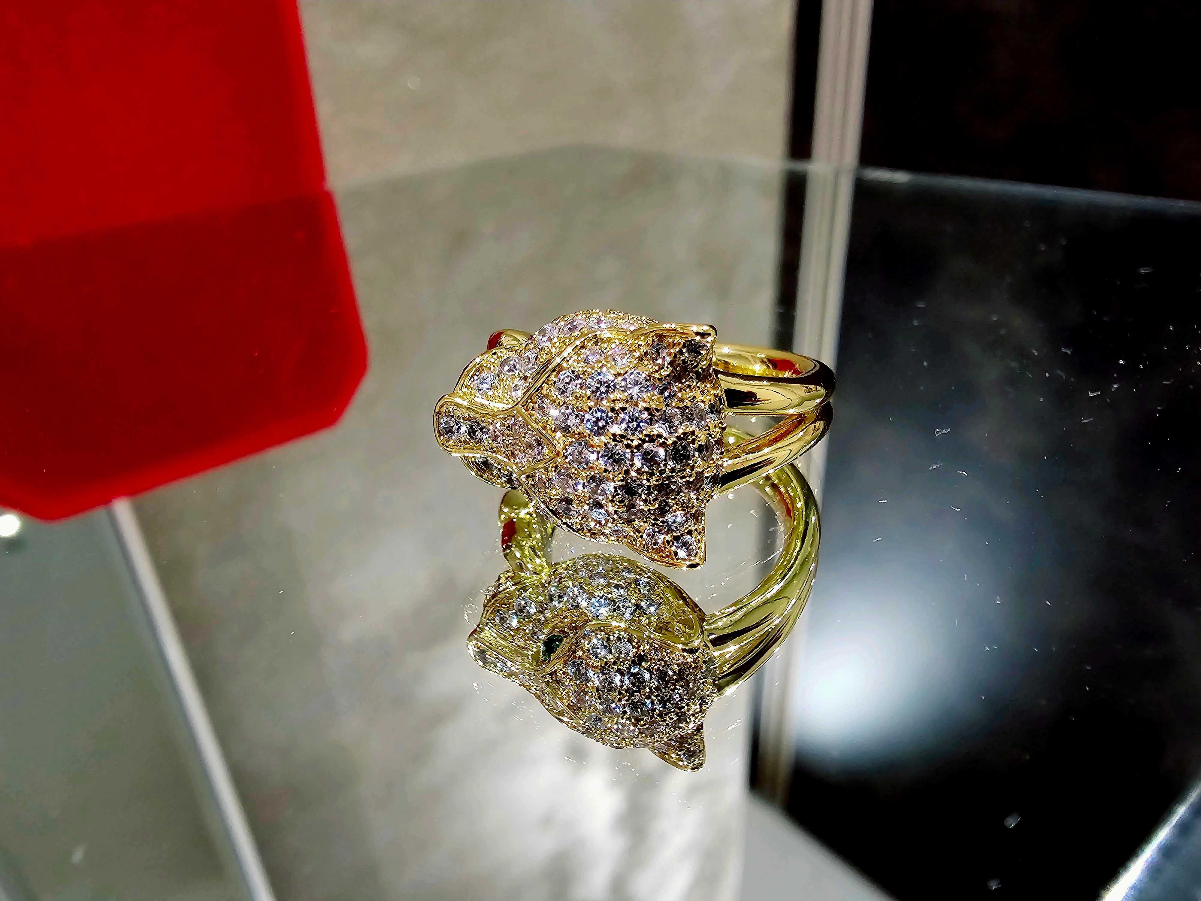 CARTIER Panthere de Cartier Gold Paved Head Diamonds Пръстен